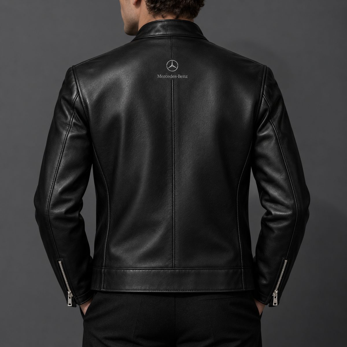 Personalized Merc Signature Collar Leather Jacket