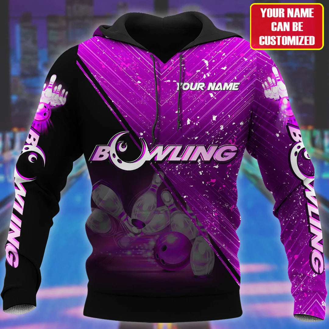 Personalized Name Purple Bowling Q85 All Over Printed Unisex Shirt