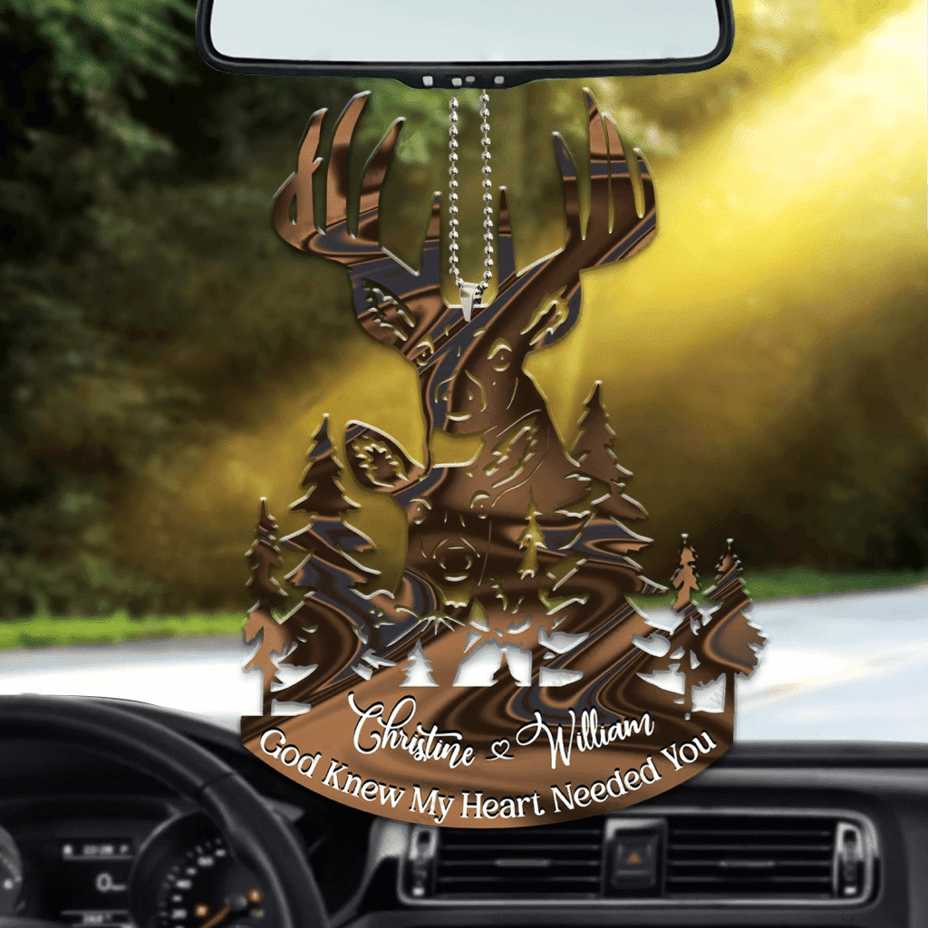 Buck And Doe God Knew My Heart Personalized Car Ornament