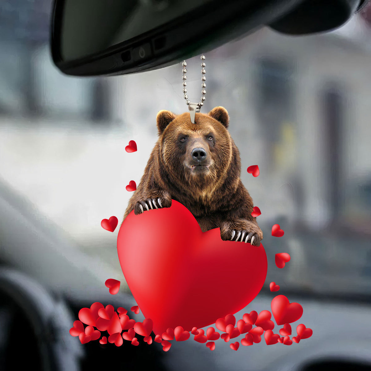 Brown Bear Heart Car Ornament