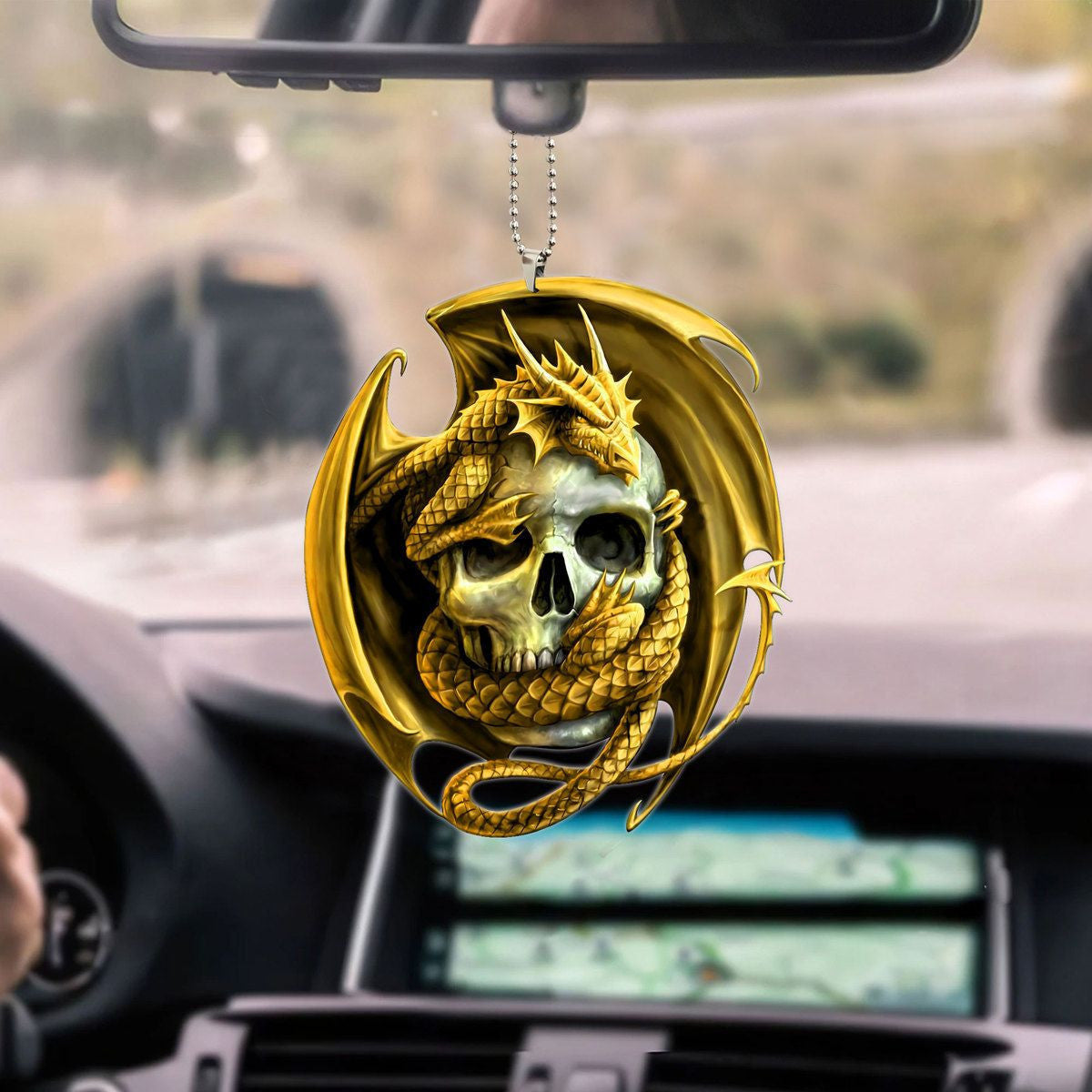 Yellow Skull Dragon Hanging Ornament