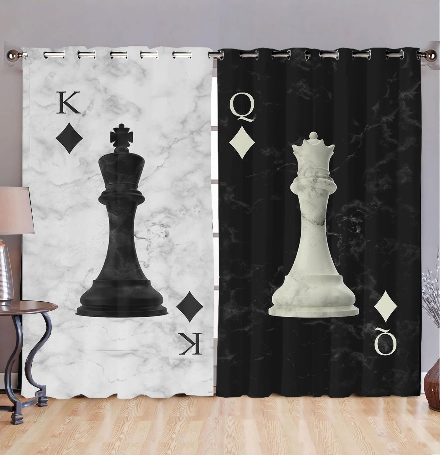 King And Queen Chess Window Curtains