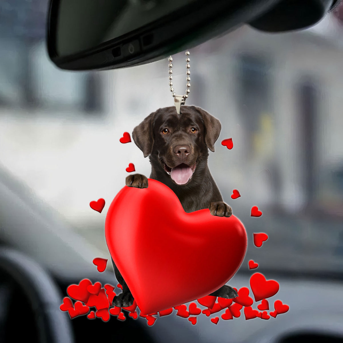 Chocolate Labrador Heart Ornament