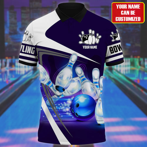 Personalized Name Bowling Blue Version All Over Printed Unisex Shirt