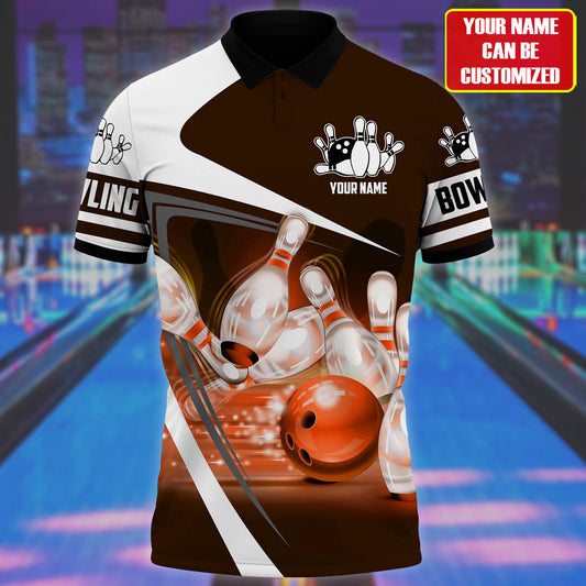 Personalized Name Bowling Orange Version All Over Printed Unisex Shirt