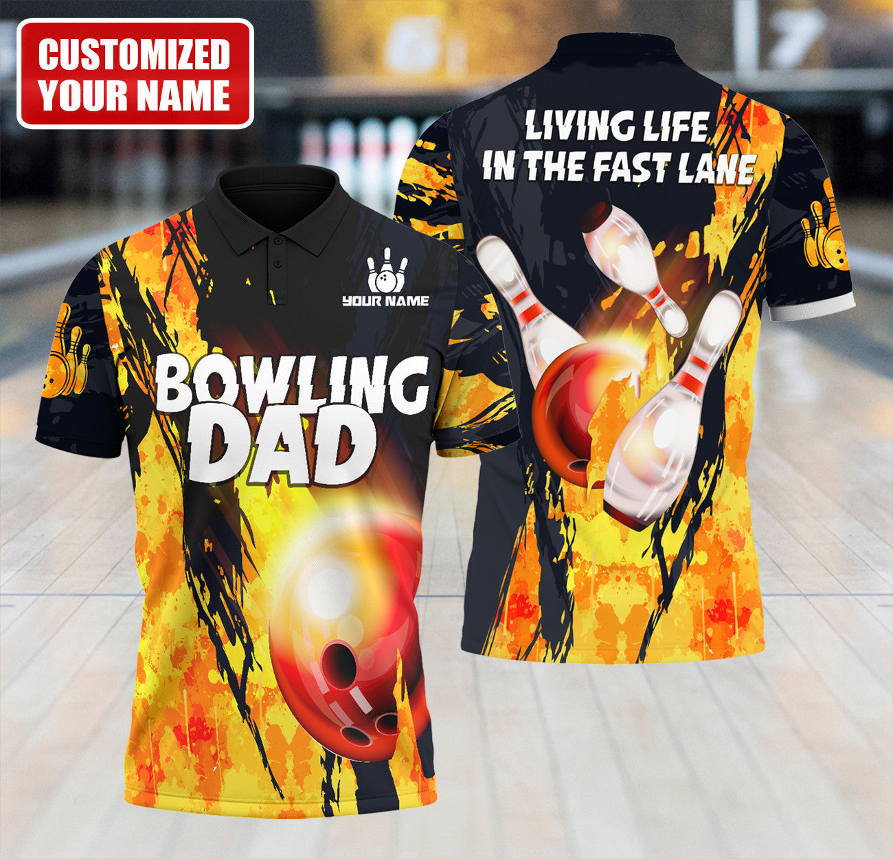 Personalized Name Bowling Dad All Over Printed Unisex Shirt