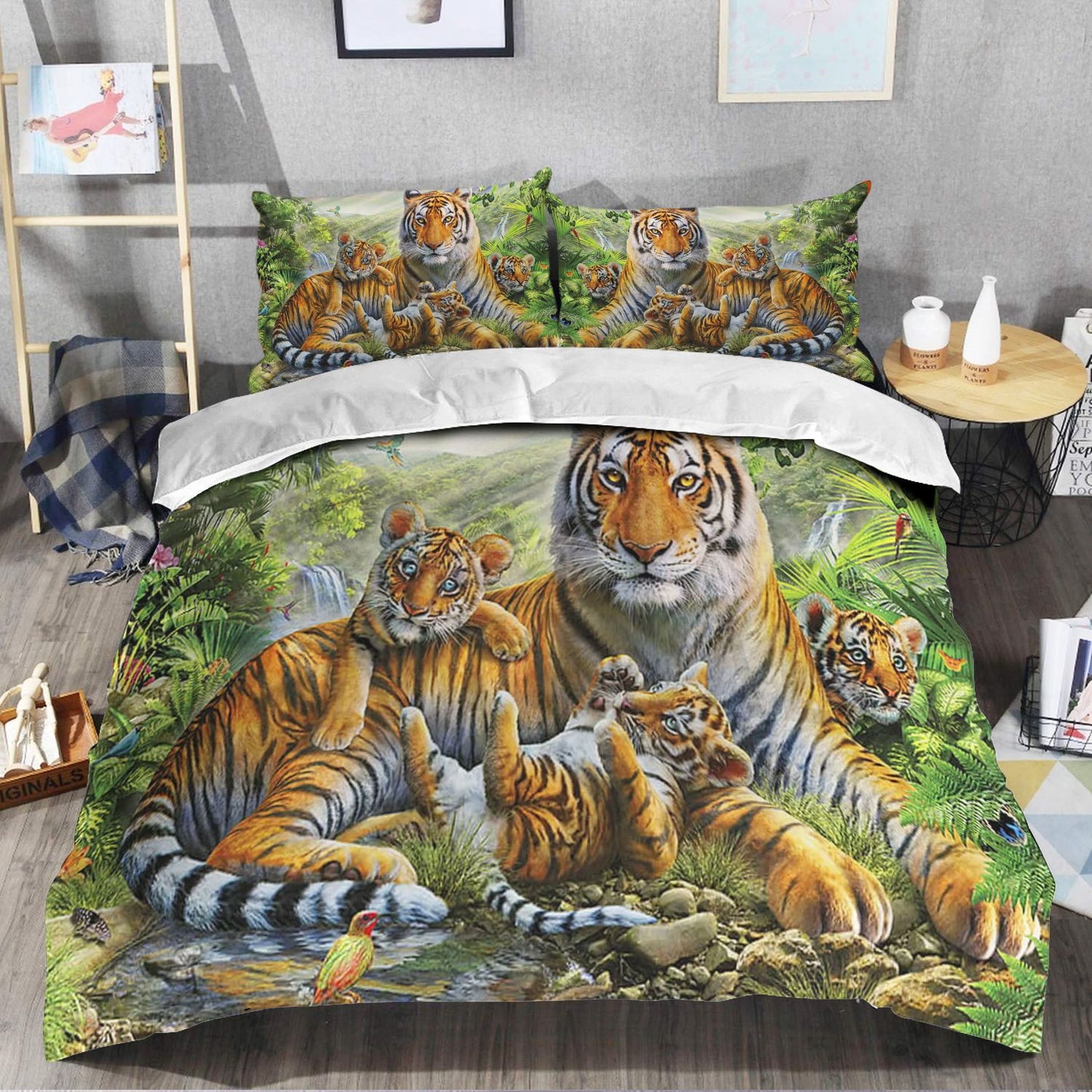 Tiger Family Over Printed Bedding Set
