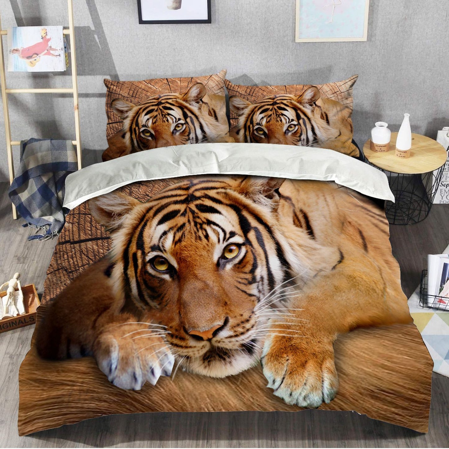 Beautiful Tiger Lie All Over Printed Bedding Set