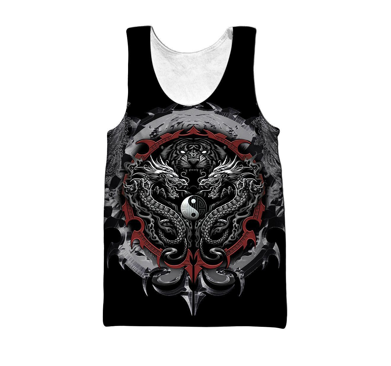 Dragon Tiger Yin And Yang Gothic Art 3D Unisex Shirt