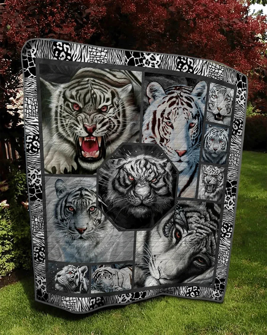 White Tiger Quilt Blanket