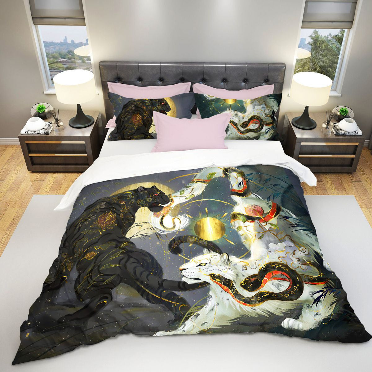 Two Tiger Art All Over Printed Bedding Set