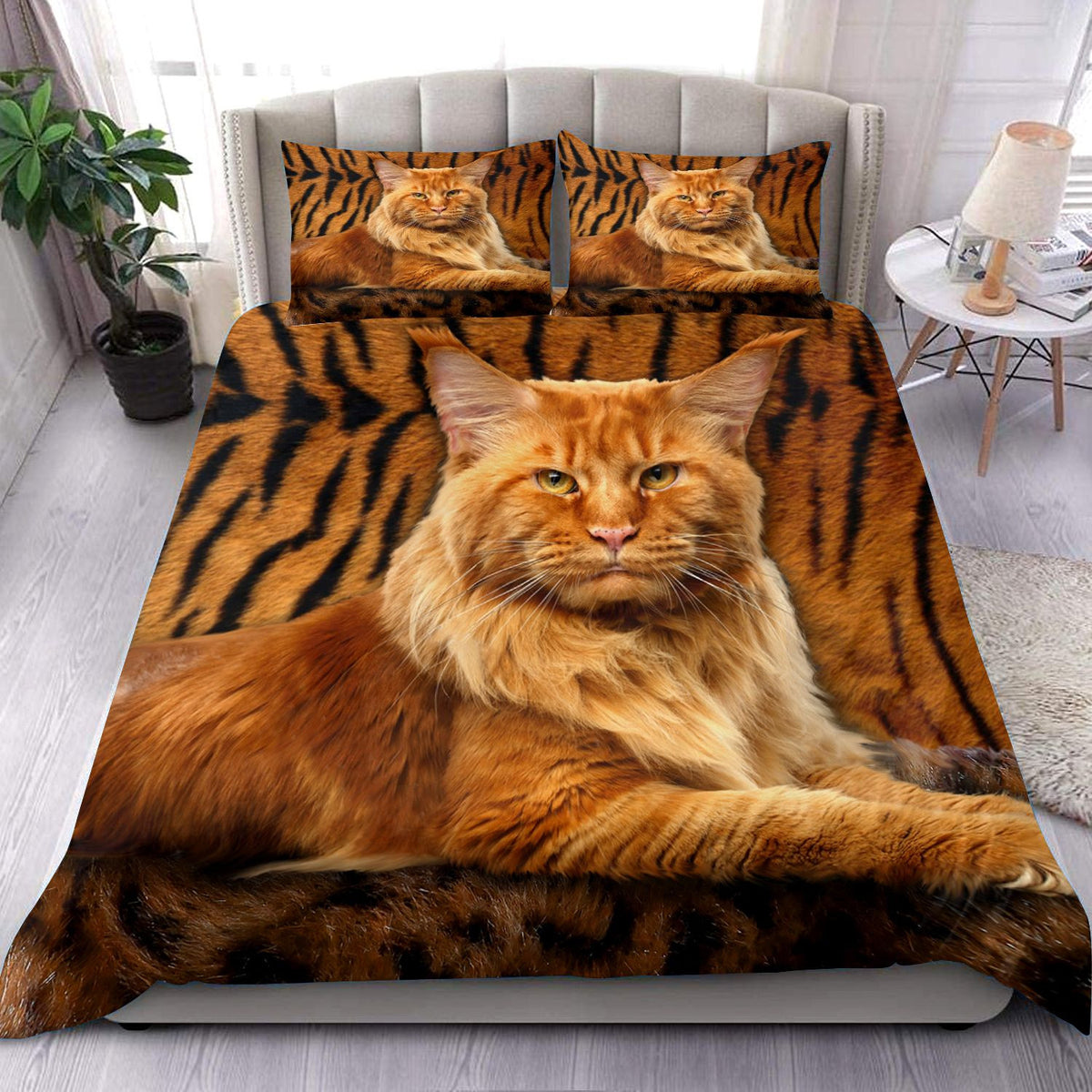 Maine Coon Tiger Pattern All Over Printed Bedding Set
