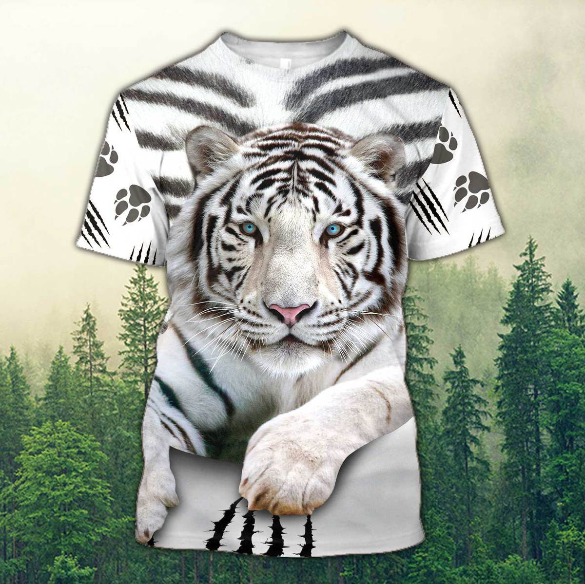 Cool White Tiger All Over Printed Unisex Shirt