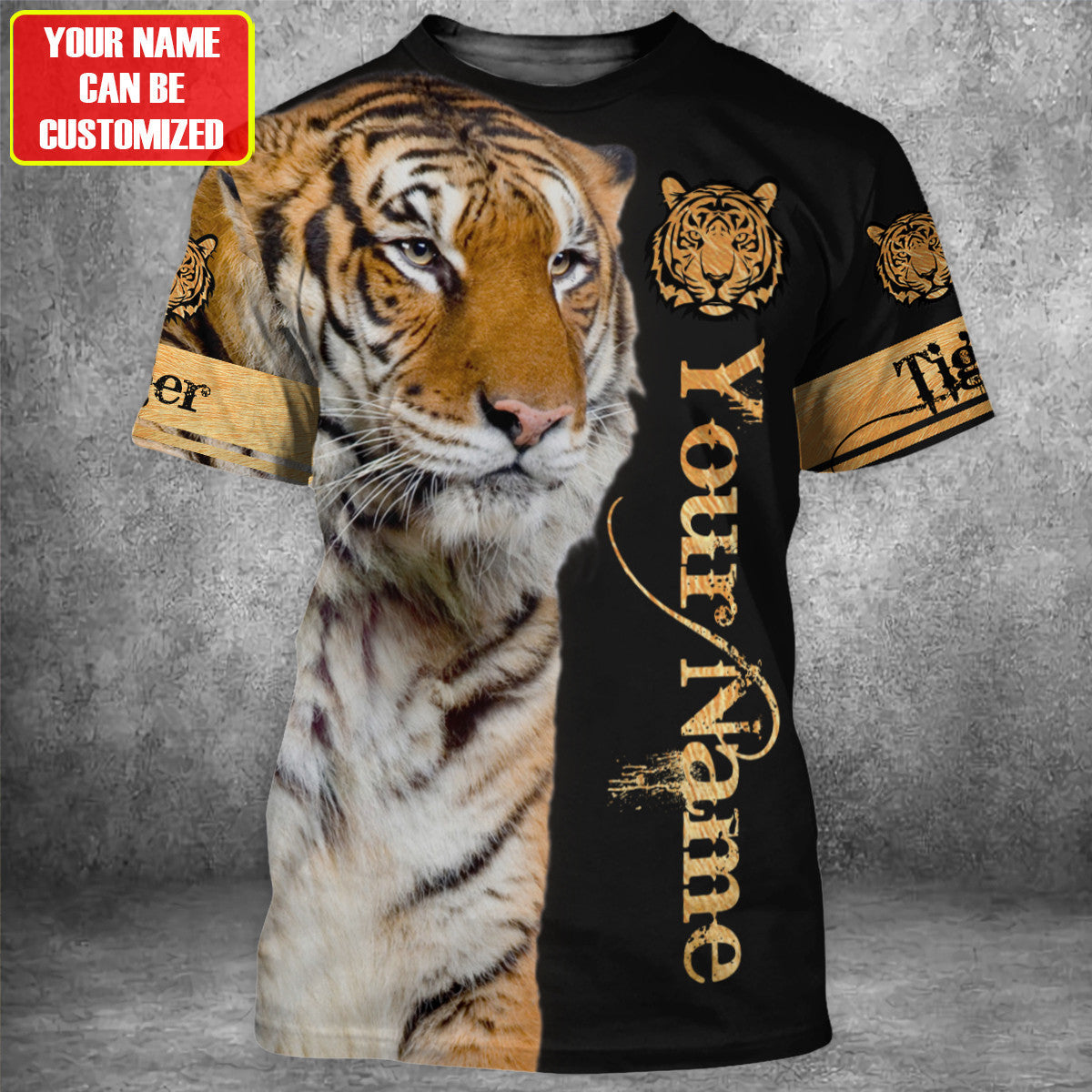Personalized Name Tiger Face All Over Printed Unisex Shirt