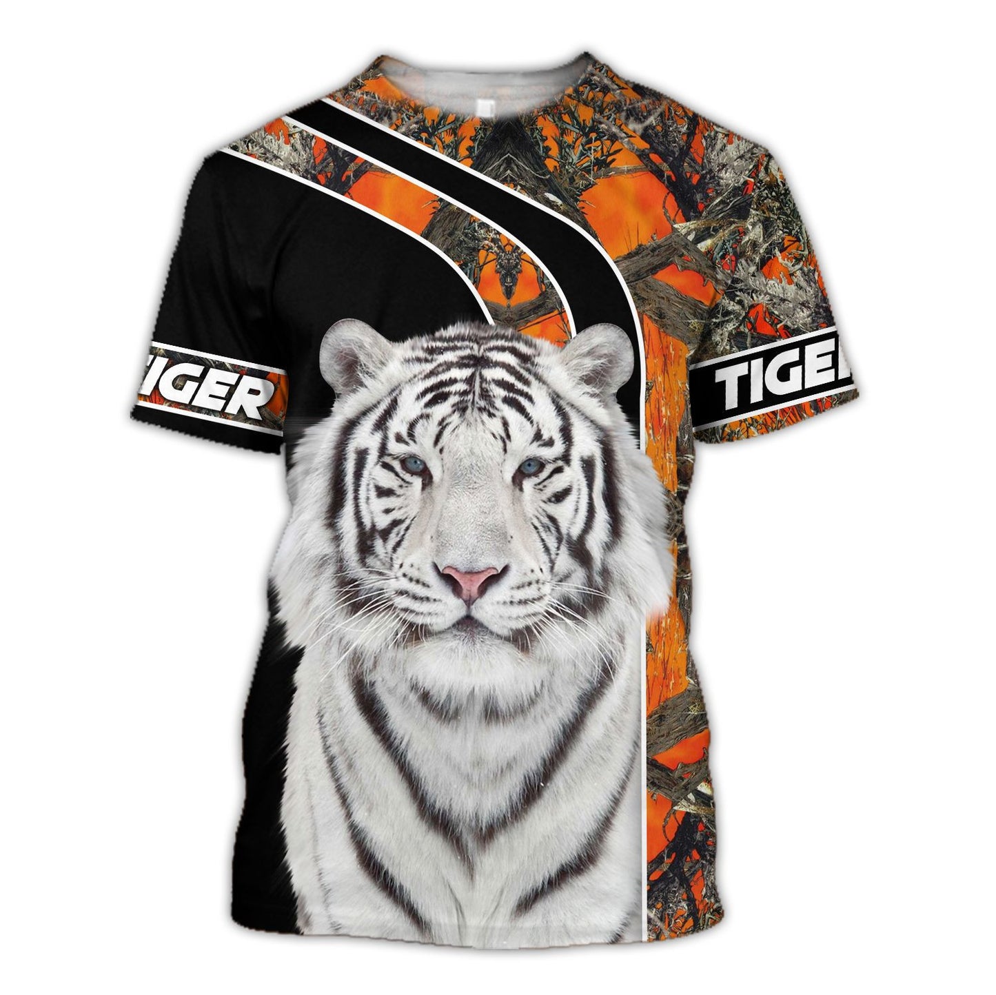 White Tiger Camo Pattern All Over Printed Unisex Shirt