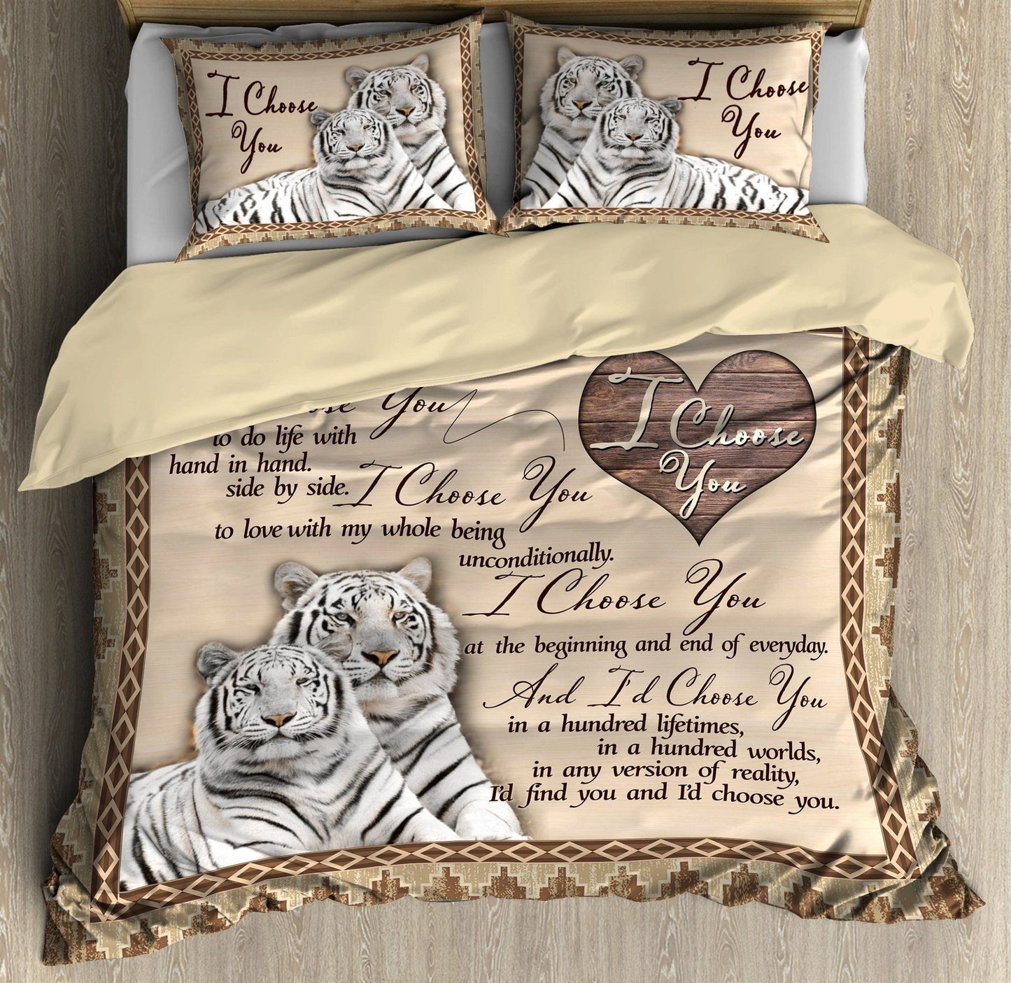 White Tiger Couple All Over Printed Bedding Set