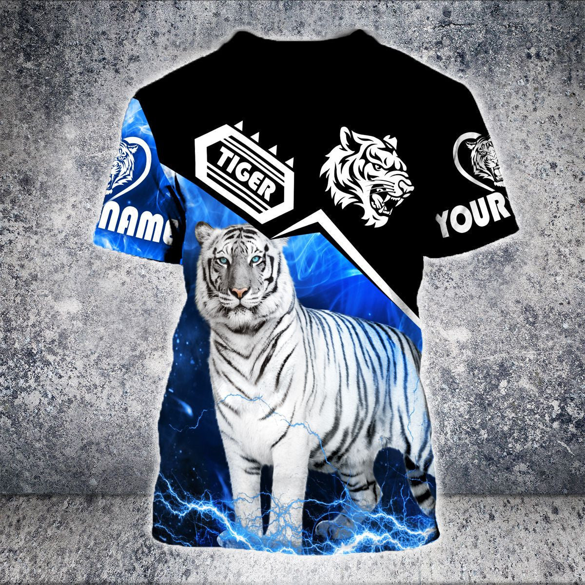 Personalized Name White Tiger All Over Printed Unisex Shirt