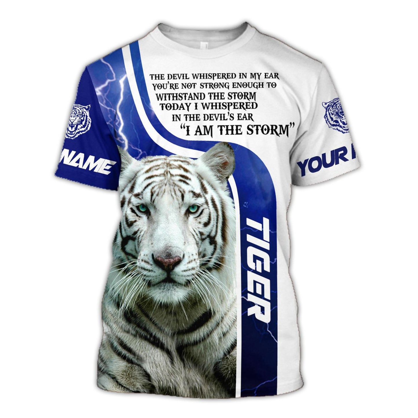 Personalized Name White Tiger I'm The Storm All Over Printed Unisex Shirt