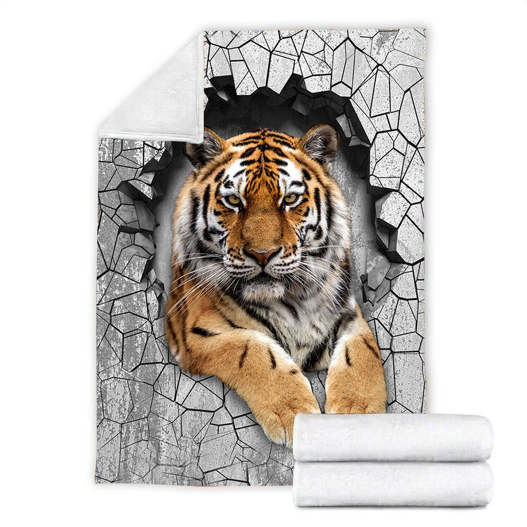 Tiger Wall Fleece Blanket