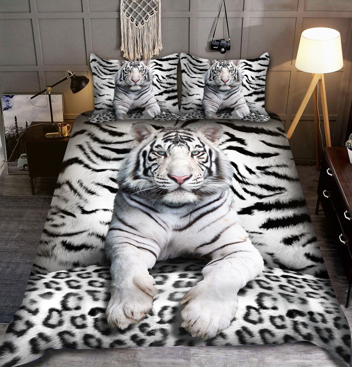 Cool White Tiger V3 All Over Printed Bedding Set
