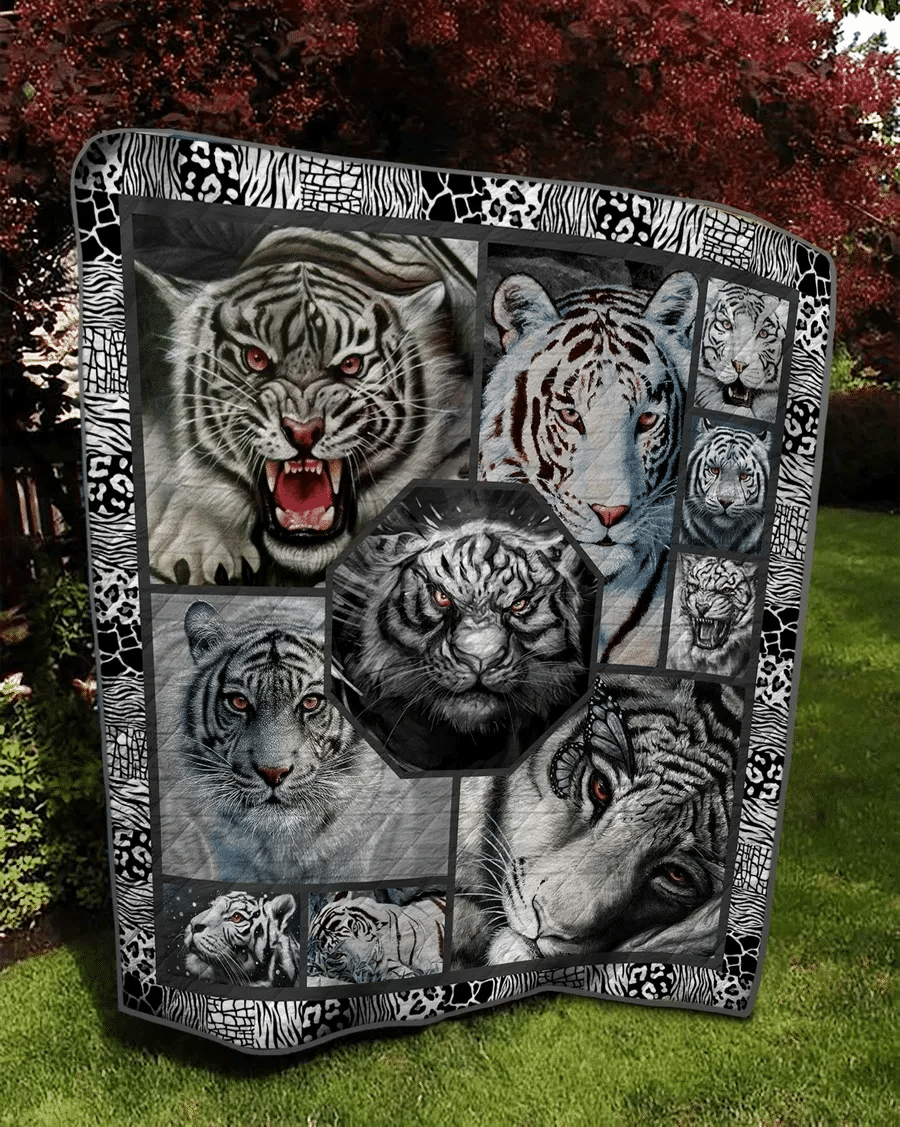 White Tiger Quilt Blanket