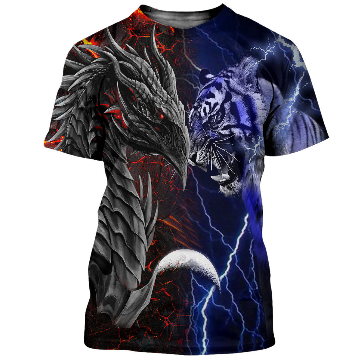 Tiger And Dragon 3D All Over Printed Unisex Shirts