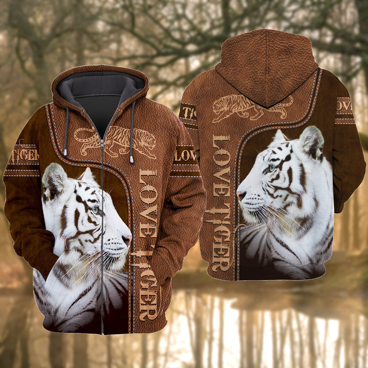 Love White Tiger Leather Pattern All Over Printed Unisex Shirt