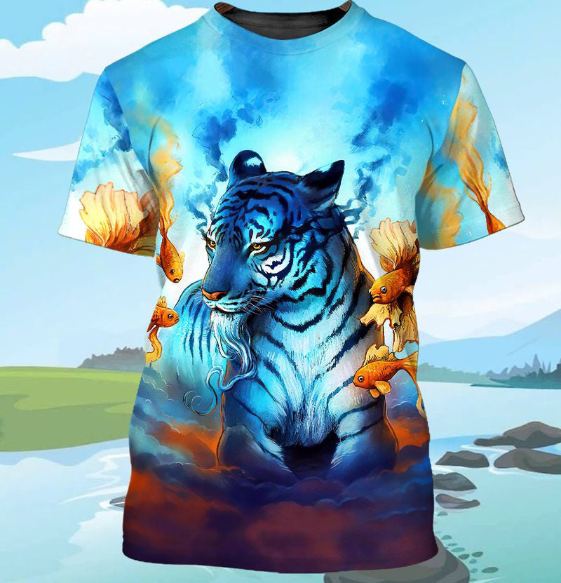 Blue Tiger Art All Over Printed Unisex Shirt