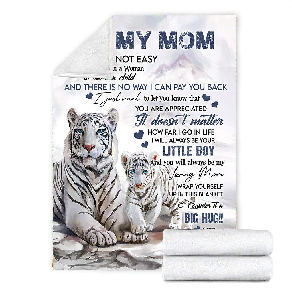 White Tiger To My Mom Fleece Blanket