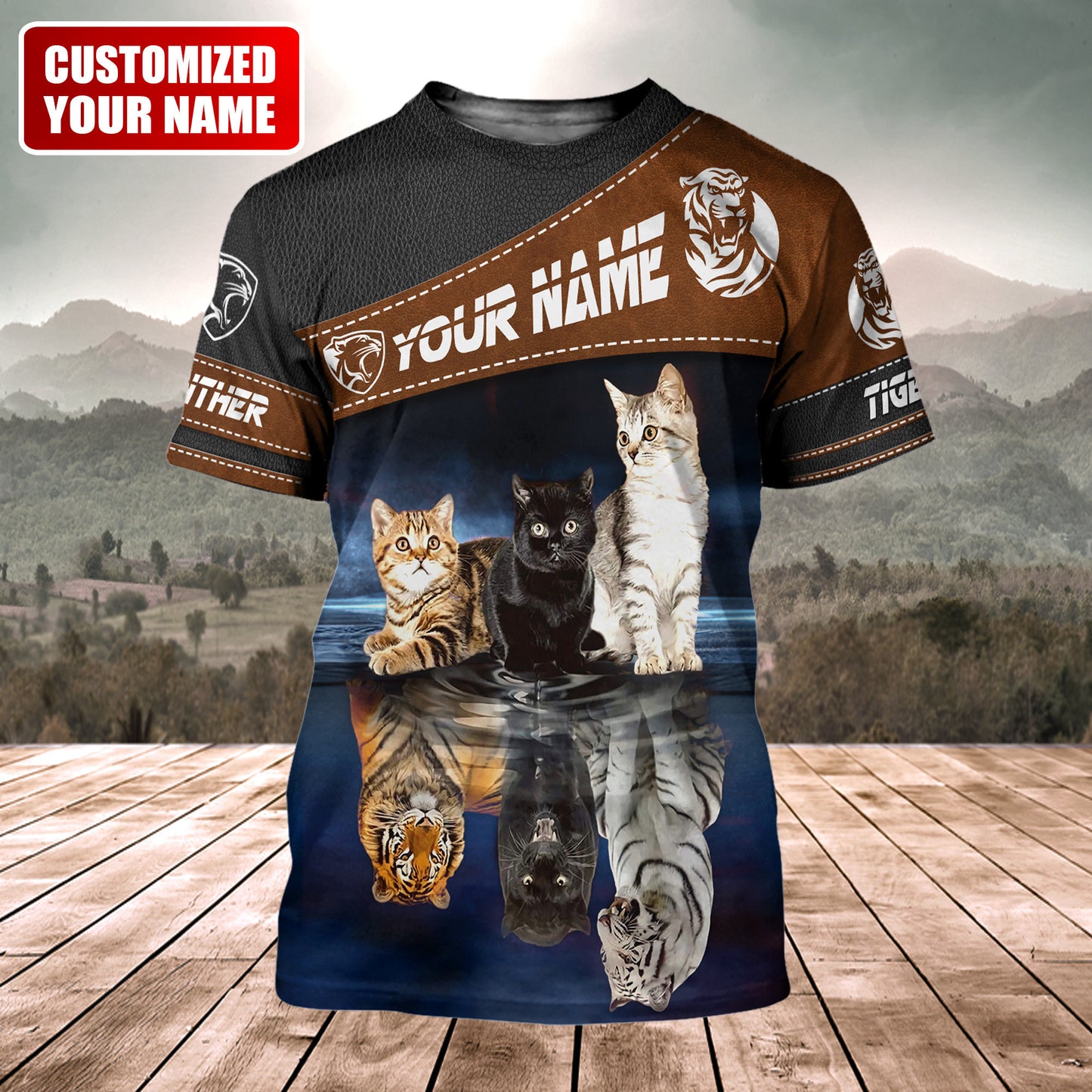 Personalized Name Tiger Mirror All Over Printed Unisex Shirt