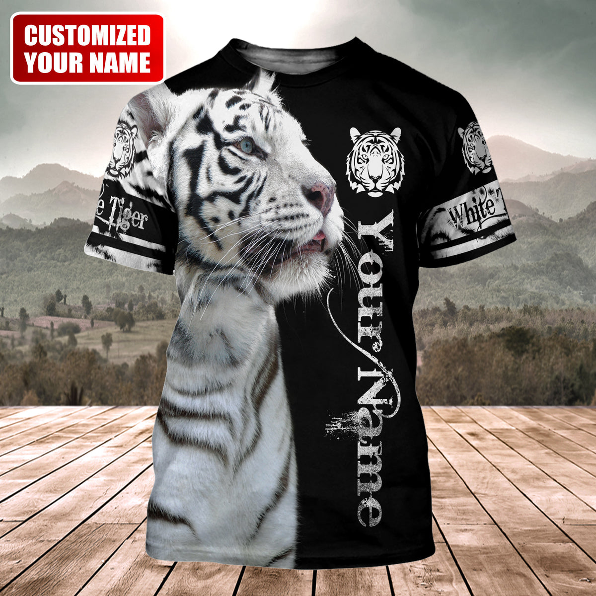 Personalized Name White Tiger Q5 All Over Printed Unisex Shirt