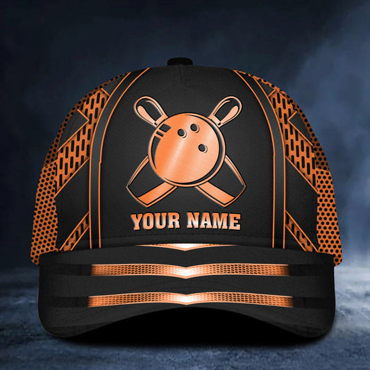 Personalized Name Bowling Orange Version Classic Cap