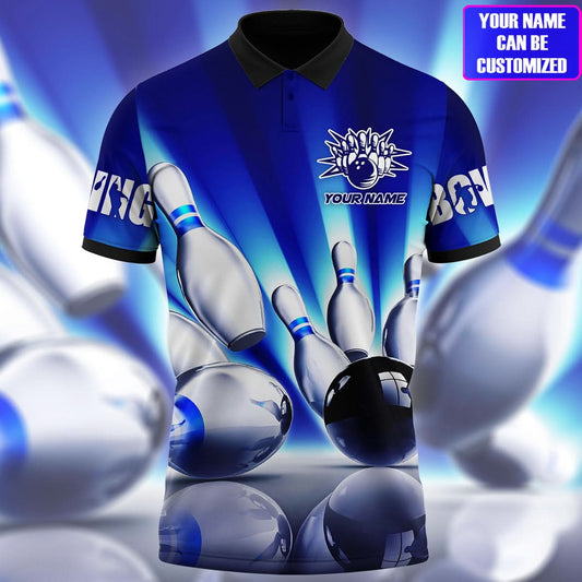 Personalized Name Bowling Q9 Blue Version All Over Printed Unisex Shirt