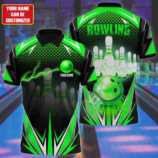 Personalized Name Bowling Q18 Green Version All Over Printed Unisex Shirt