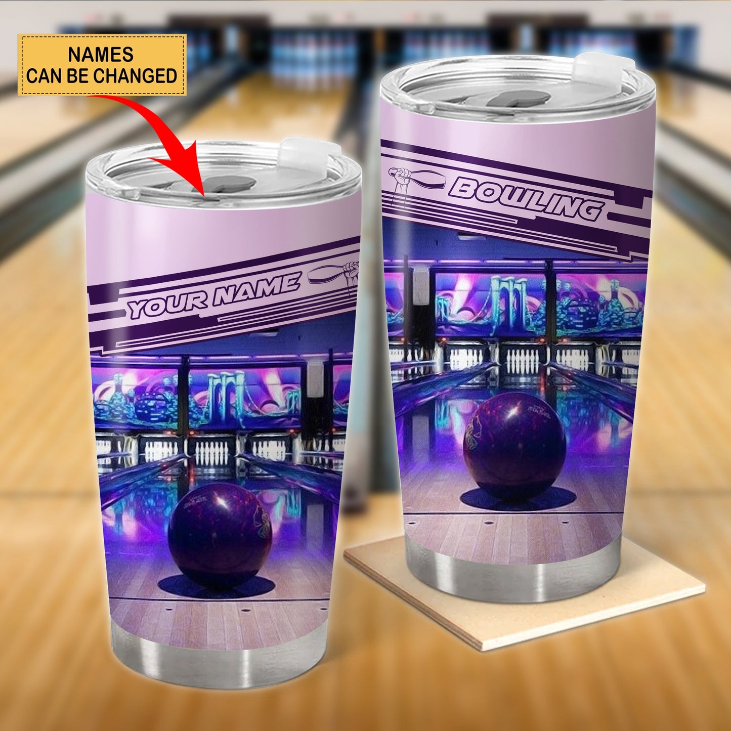 Personalized Name Bowling Q2 Tumbler 20oz 30oz Cup