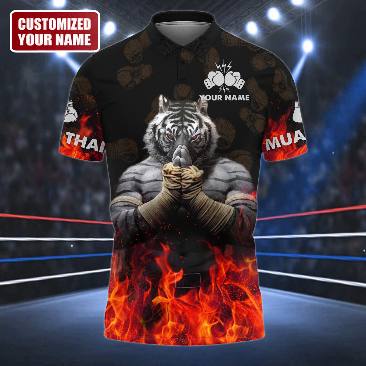 Personalized Name Tiger Muay Thai All Over Printed Unisex Shirt