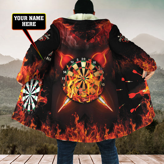 Personalized Name Red Darts Fire Hooded Cloak Q210912