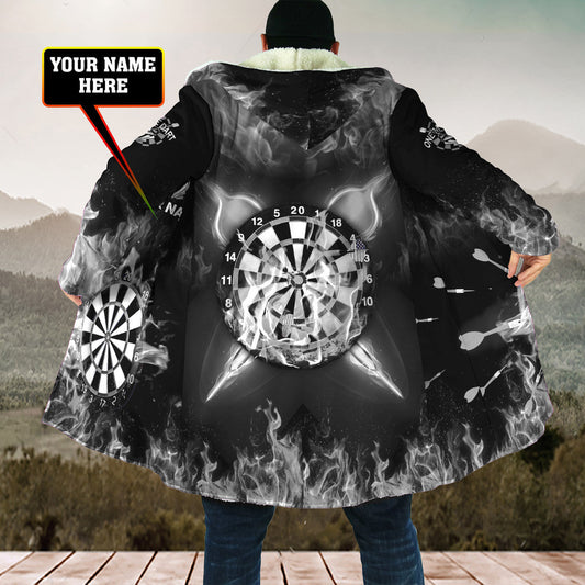 Personalized Name Black Darts Fire Hooded Cloak Q210912