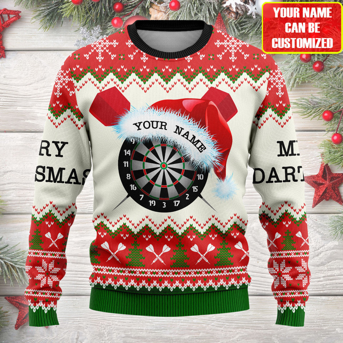 Personalized Name Merry Dartsmas Ugly Knit Sweater , Wool Sweater , Xmas Ugly sweatshirt , Unisex ugly sweater Q061010
