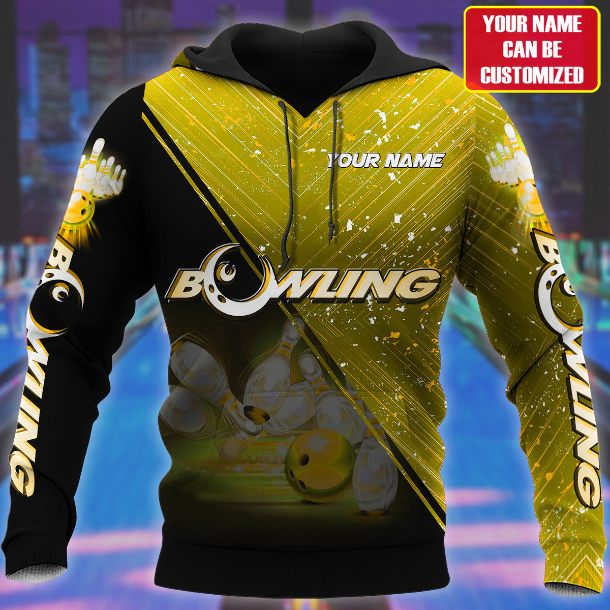 Personalized Name Yellow Bowling Q85 All Over Printed Unisex Shirt