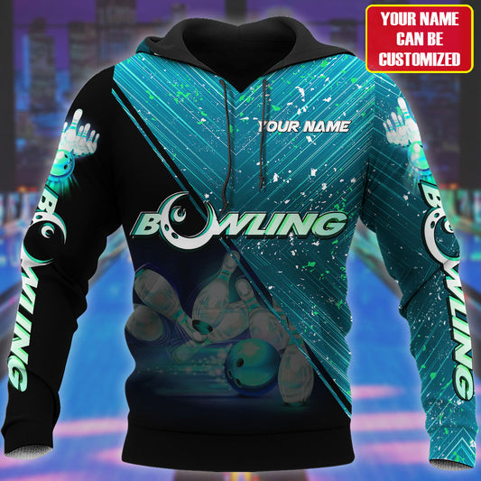Personalized Name Teal Bowling Q85 All Over Printed Unisex Shirt