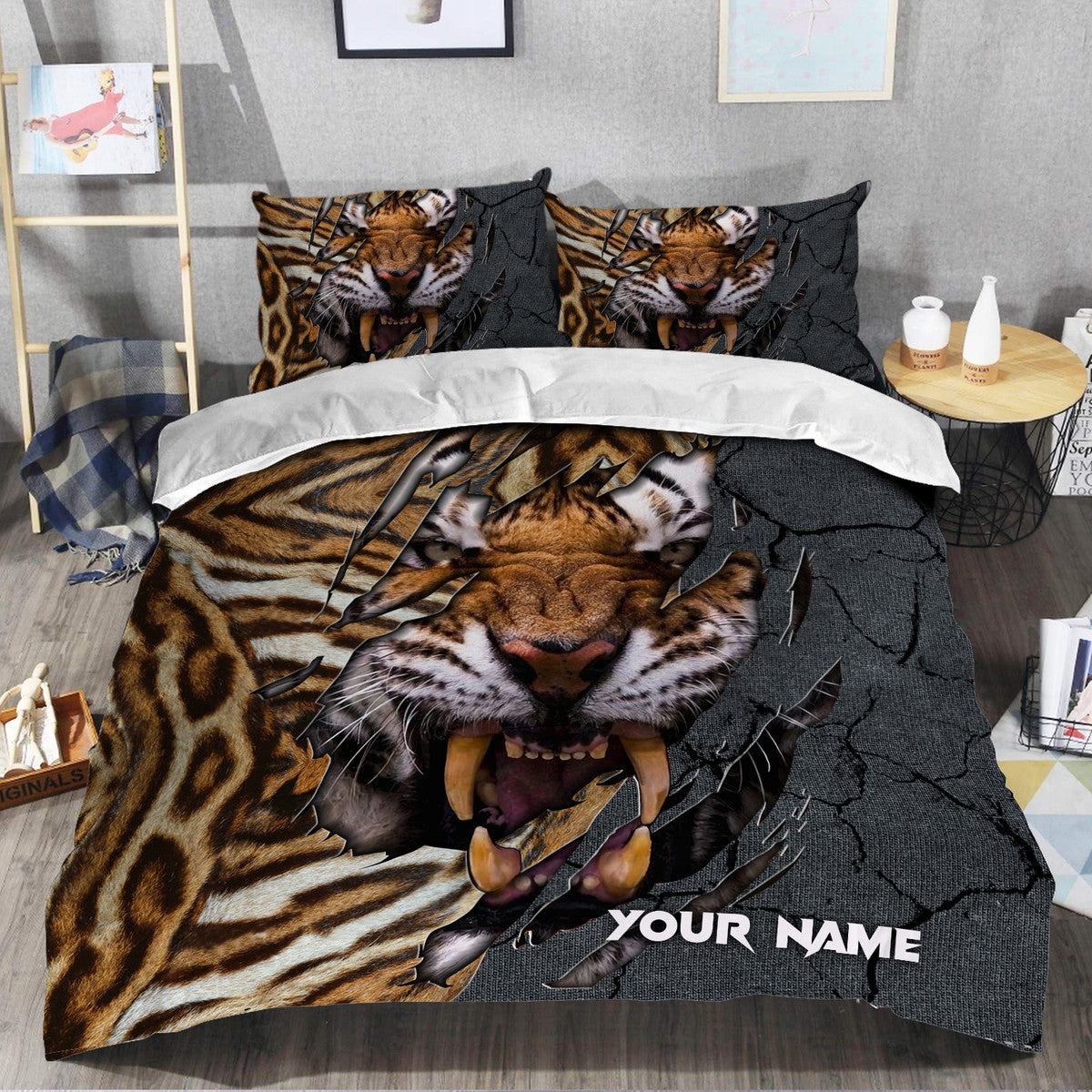 Personalized Name Tiger Warrior All Over Printed Bedding Set