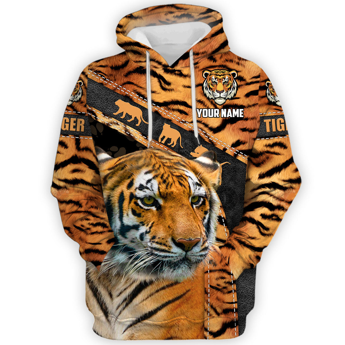 Personalized Name Cool Tiger Pattern All Over Printed Unisex Shirt Q211205