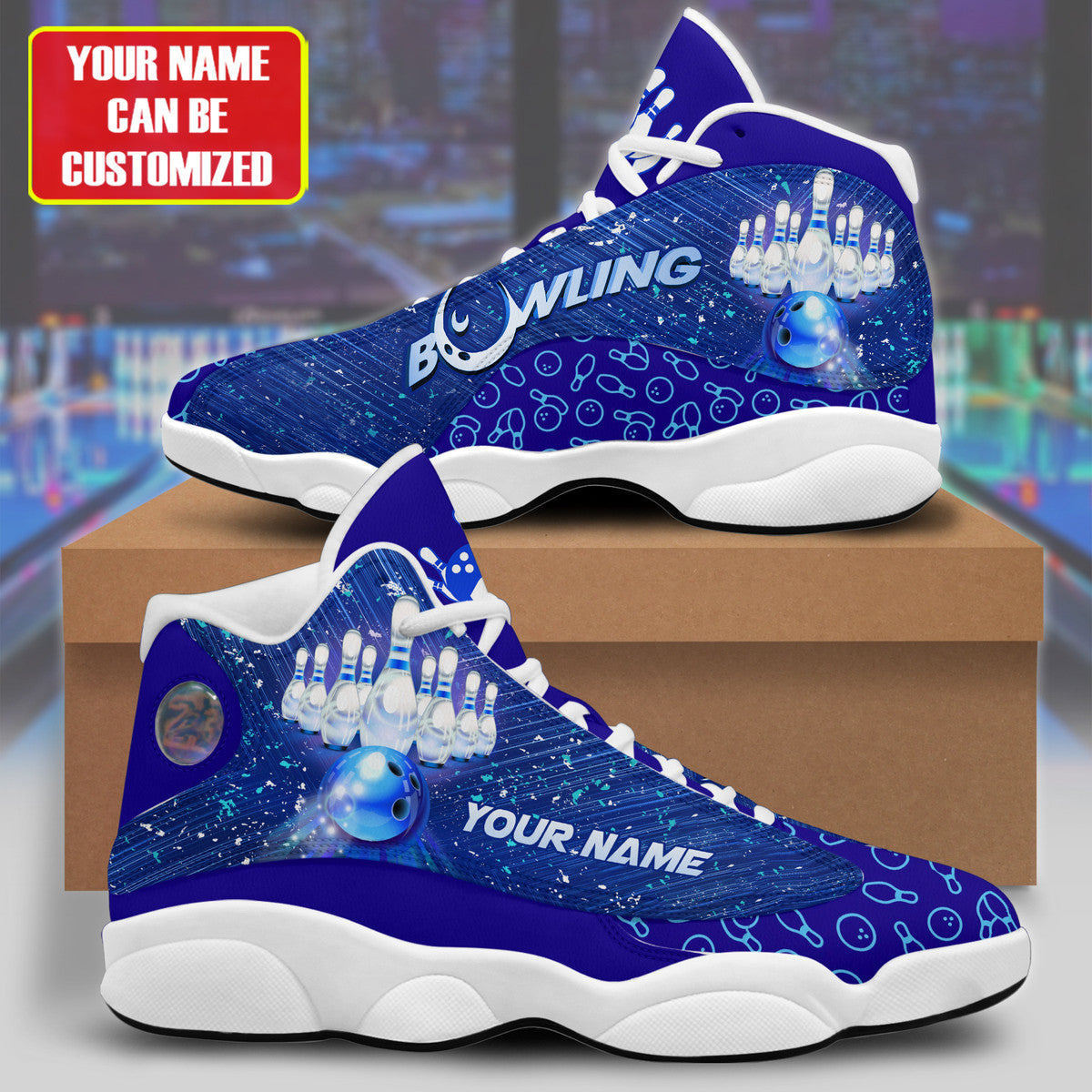 Personalized Bowling Blue Version AJD13 Custom Sneaker Q060102