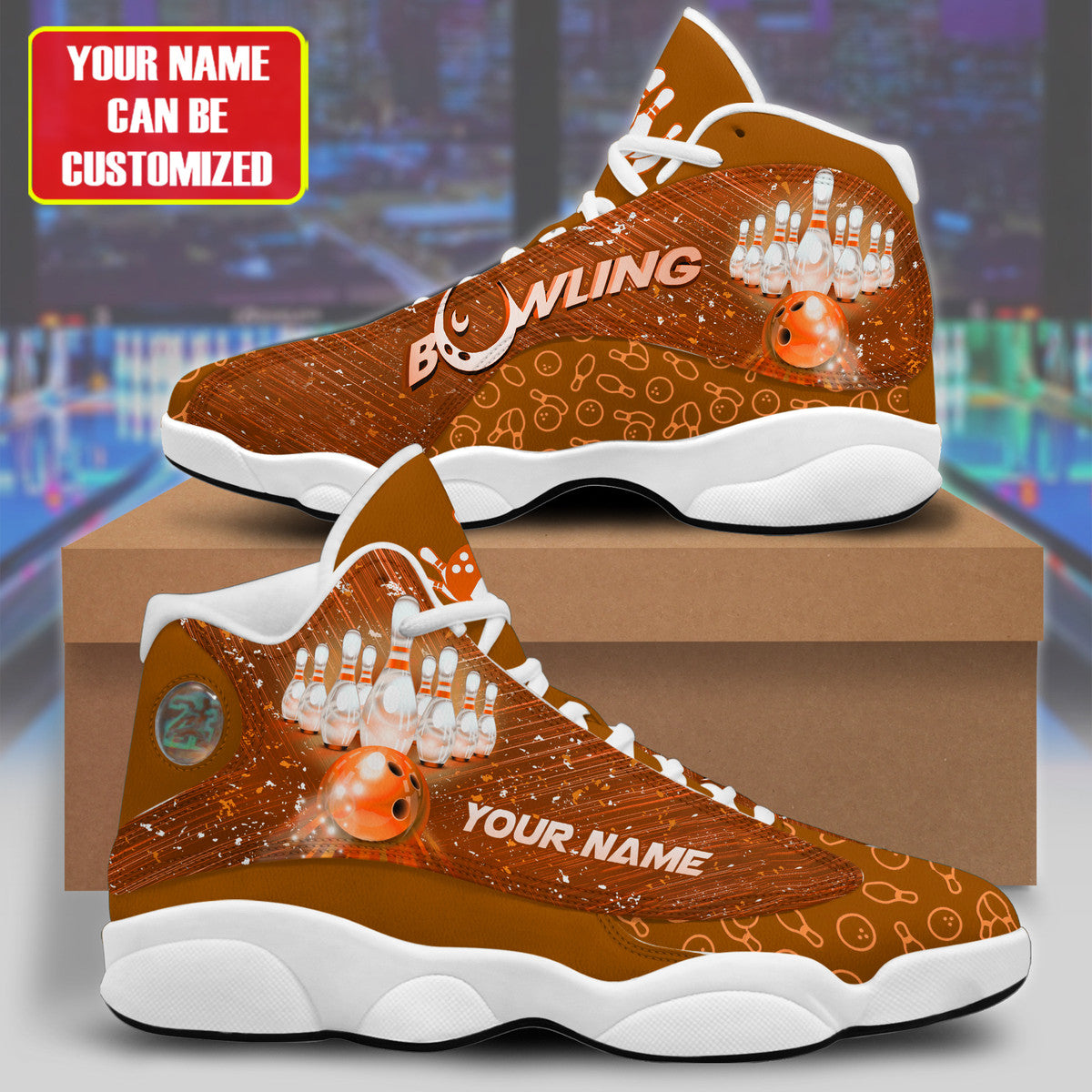 Personalized Bowling Orange Version AJD13 Custom Sneaker Q060102