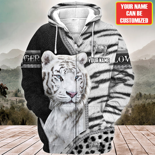 Personalized Name Love White Tiger All Over Printed Unisex Shirt Q030306