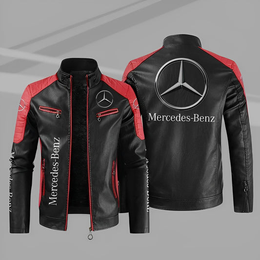 Merc Leather Biker Jacket Red Sleeves
