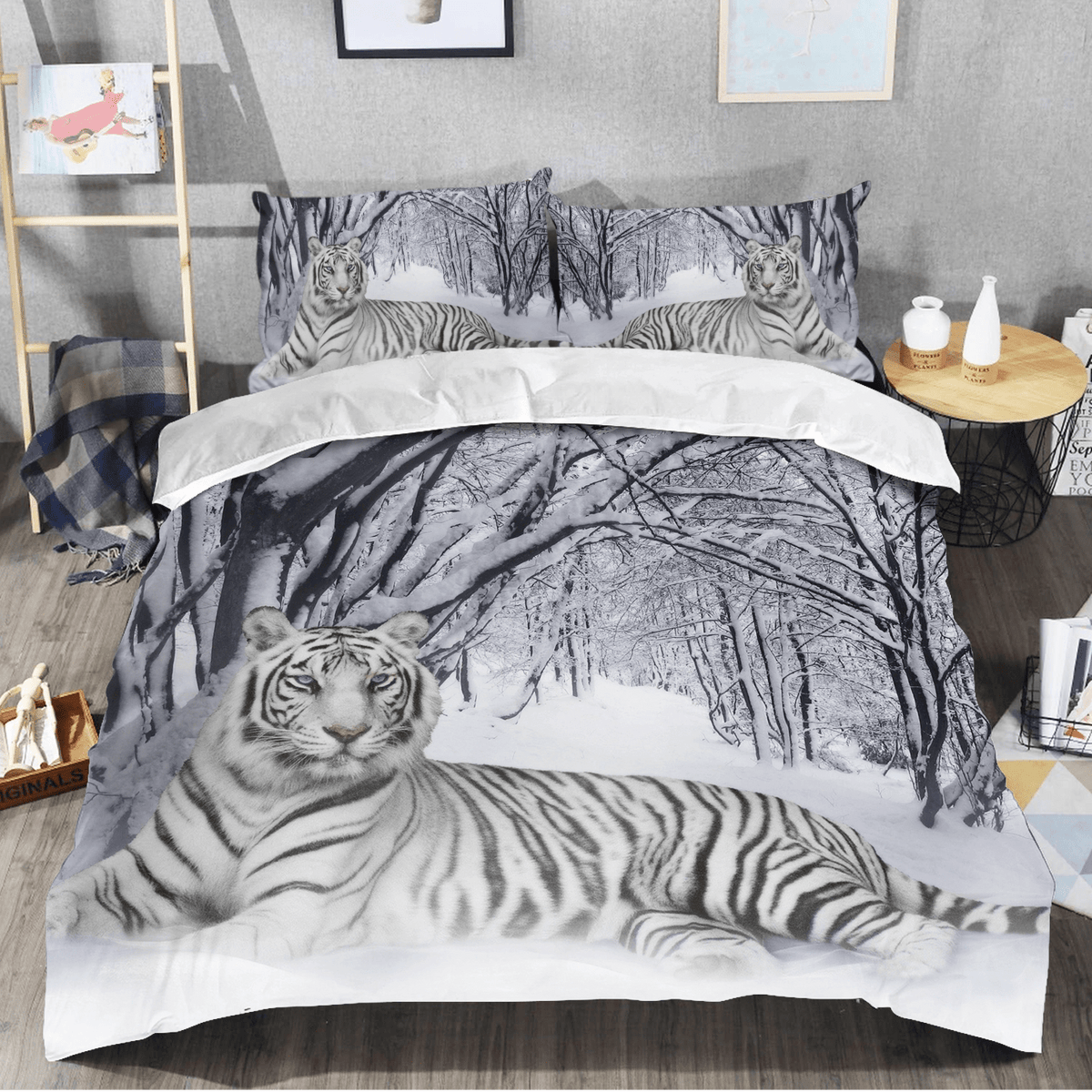 White Tiger Winter S1 All Over Printed Bedding Set S050907