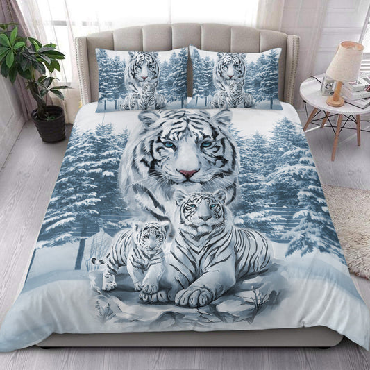 White Tiger Winter Art All Over Printed Bedding Set Q260909