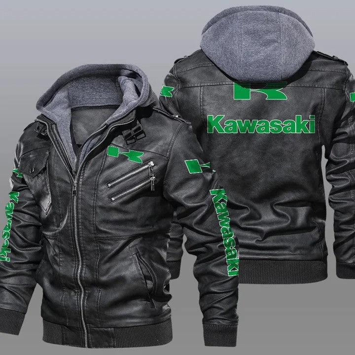 Kw Leather Jacket With Hood Black
